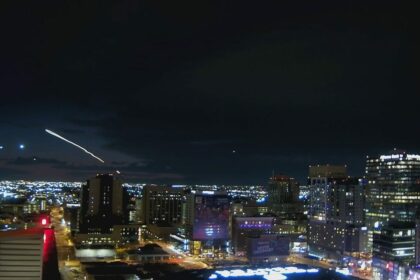 Launch of SpaceX Starlink satellites seen over Phoenix