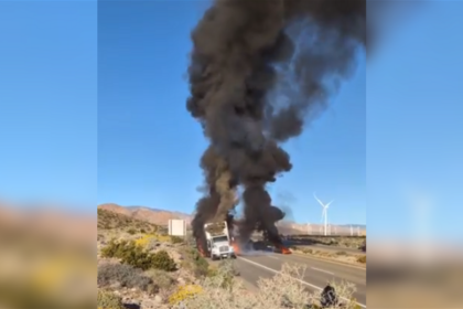 Semi truck catches on fire on Interstate 8 near Ocotillo